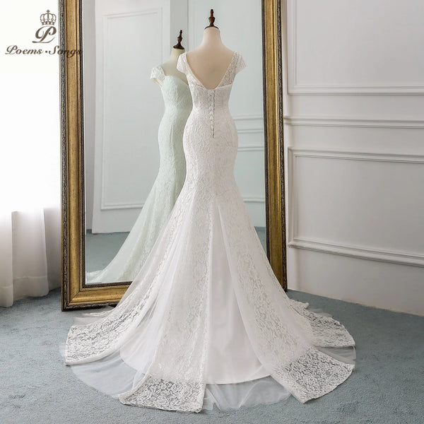 New style cap sleeve style lace wedding dress