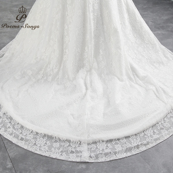 New style boat neck beautiful lace wedding dress