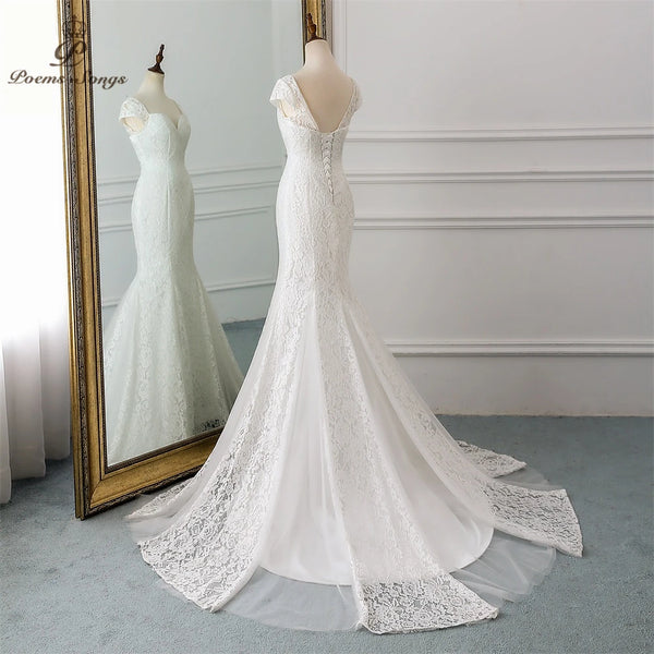 New style cap sleeve style lace wedding dress