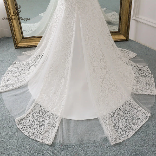 New style cap sleeve style lace wedding dress