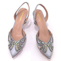Elegant Rhinestone Pointed-Toe Pumps With Matching Bag Set