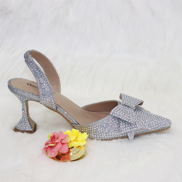 New Silver Versatile Party Ladies Shoes And Bag Set