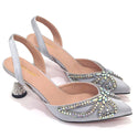 Elegant Rhinestone Pointed-Toe Pumps With Matching Bag Set