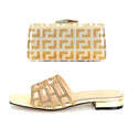 Shoes and Bag Set Women Summer Flat with Crystal