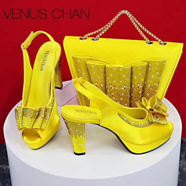 High Quality Thin Heels Ladies Shoes Matching Bag Set