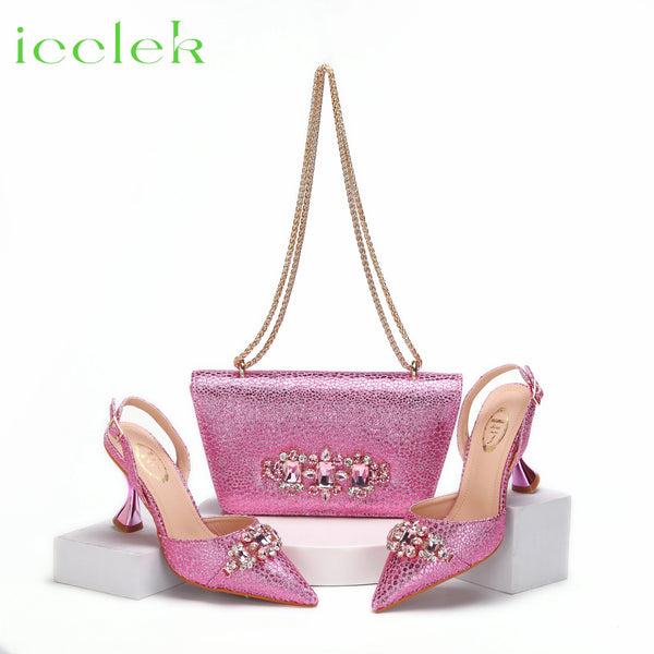 Women's Shoes and Bag Set with Pointed Toe