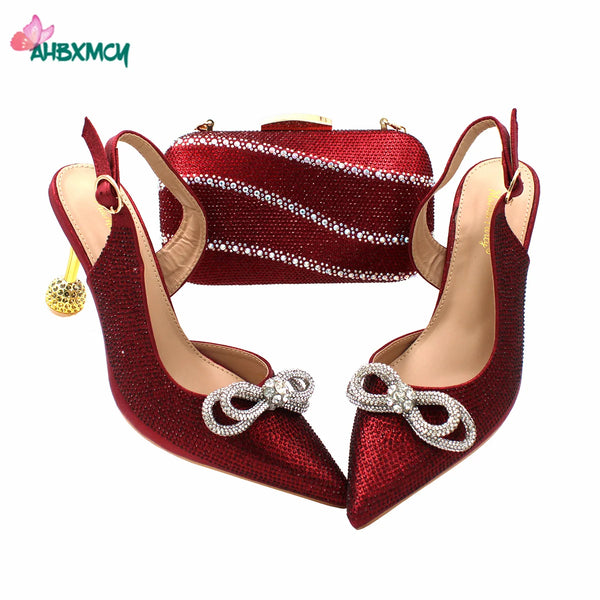 High-Quality Ladies Sandal Shoes Matching Bag Set