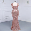 Sexy pink gold color Evening dress