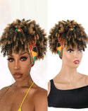 LydiaMFashions 2 in 1 Brown Curly Hair With Bangs Wig