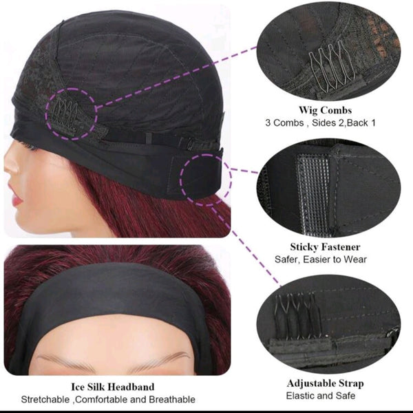 LydiaMFashions Kinky Straight Headband Wig for Women