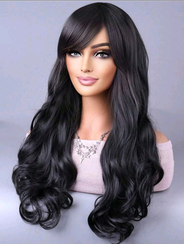 LydiaMFashions Wavy Curly Gradient Hair Wig Black