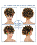 LydiaMFashions 2 in 1 Brown Curly Hair With Bangs Wig