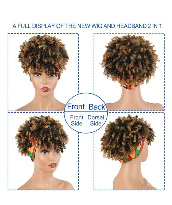 LydiaMFashions 2 in 1 Brown Curly Hair With Bangs Wig