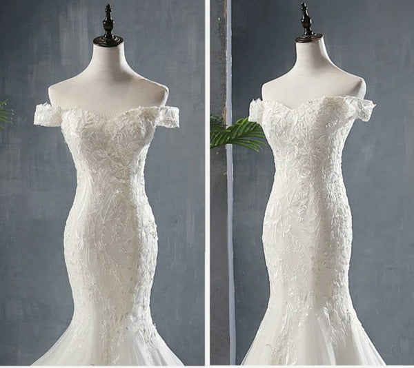 Sexy Mermaid Wedding Dress Lace with Sweep Train  | EdleessFashion