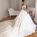 Off The Shoulder A-Line Bride Dress With Court Train | EdleessFashion