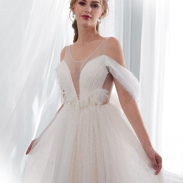 Princess A-line Wedding Dresses with Jewel Neck | EdleessFashion