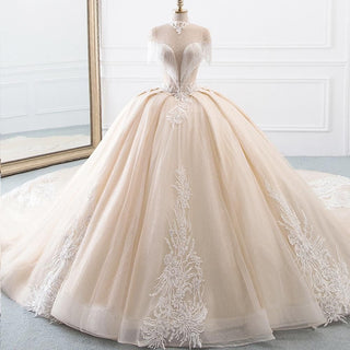 New Luxury High Neck Ball Gown Wedding Dress | EdleessFashion