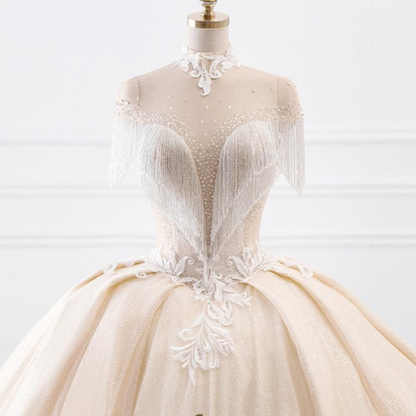 New Luxury High Neck Ball Gown Wedding Dress | EdleessFashion