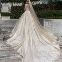 Vintage Cap Sleeve Luxury Ball Gown Wedding Dress | EdleessFashion