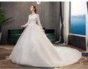 Wedding Dress Classic Off White Long Sleeve With Train | EdleessFashion