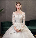 Wedding Dress Classic Off White Long Sleeve With Train | EdleessFashion