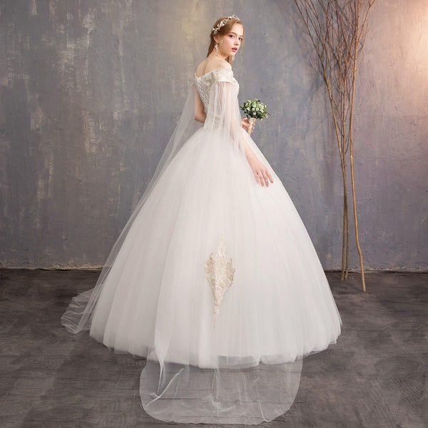 Elegant Cream Wedding Dresses Ball Gown With Jacket | EdleessFashion