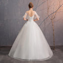 Elegant Lace Wedding Dresses O-Neck Short Sleeve Ball Gown | EdleessFashion