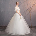 Elegant Lace Wedding Dresses O-Neck Short Sleeve Ball Gown | EdleessFashion