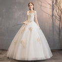 Luxury Wedding Dresses Lace Up Beaded Off The Shoulder V-Neck Ball Gown | EdleessFashion