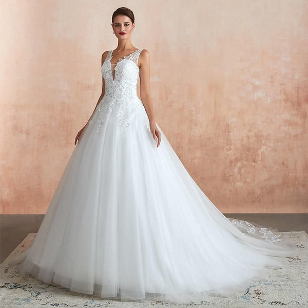 Princess A-line Wedding Dress with Sweep Train | EdleessFashion