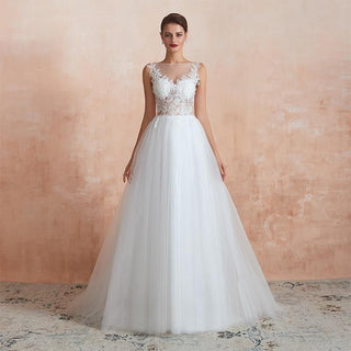 A-Line Sexy White Summer Wedding Gown | EdleessFashion