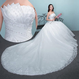 Wedding Dress Sexy Strapless Applique with Train | EdleessFashion