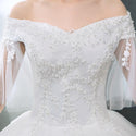 Elegant Beaded Wedding Dresses V-Neck Appliques Ball Gown | EdleessFashion