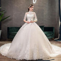 High Neck Half Sleeve Wedding Dress Sexy Bridal Gown | EdleessFashion