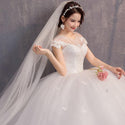 Elegant Wedding Dresses Ball Gown O-Neck Cap Sleeve Lace Appliques | EdleessFashion