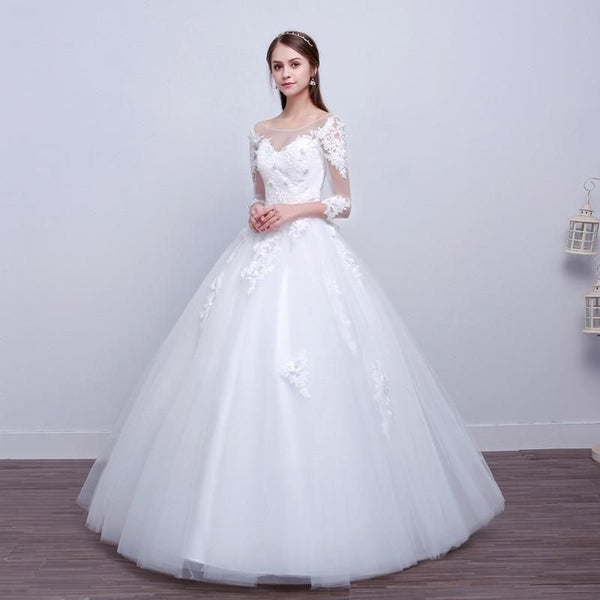 Elegant Applique Ball Gown Wedding Dress | EdleessFashion