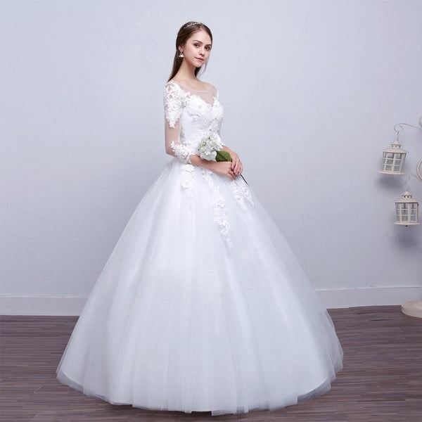 Elegant Applique Ball Gown Wedding Dress | EdleessFashion