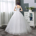 Sexy V-neck Lace Wedding Dress Sleeveless Floral Print Ball Gown - EdleessFashion