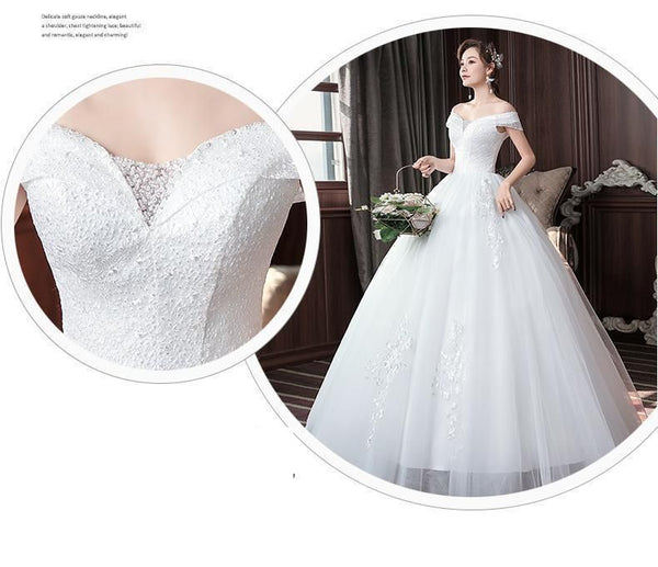 Sexy New Wedding Dress Elegant Boat Neck Gown - EdleessFashion