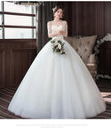 Elegant O Neck Three Quarter Wedding Dress | EdleessFashion