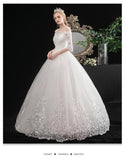 Elegant Half Sleeve Lace Luxury Wedding Dress | EdleessFashion