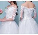 Wedding Dresses Ball Gown Half Sleeve Off The Shoulder Lace Embroidery - EdleessFashion