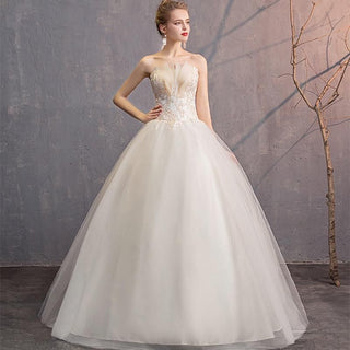 Sexy Illusion Wedding Dresses Strapless Ball Gown Lace Up | EdleessFashion