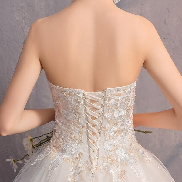 Sexy Illusion Wedding Dresses Strapless Ball Gown Lace Up | EdleessFashion