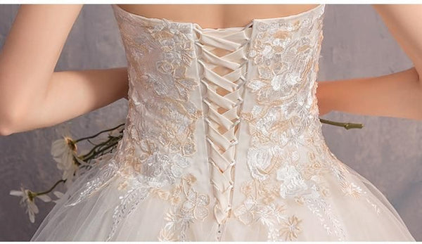 Sexy Illusion Wedding Dresses Strapless Ball Gown Lace Up | EdleessFashion