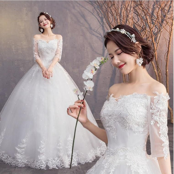 Floral Appliques Wedding Dresses Ever Pretty Ball Gown Lace Up | EdleessFashion