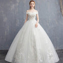 Lace Appliques Wedding Dresses Off The Shoulder Ball Gown Tulle | EdleessFashion