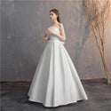 Sexy Strapless Simple Satin Wedding Dress A-line Lace Up Princess Wedding Gown - EdleessFashion