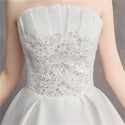 Sexy Strapless Simple Satin Wedding Dress A-line Lace Up Princess Wedding Gown - EdleessFashion