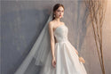 Sexy Strapless Simple Satin Wedding Dress A-line Lace Up Princess Wedding Gown - EdleessFashion